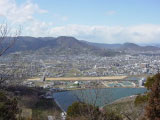 校区東側『石清尾山』山頂付近より見た，西方向『五色台』の山並みの様子
